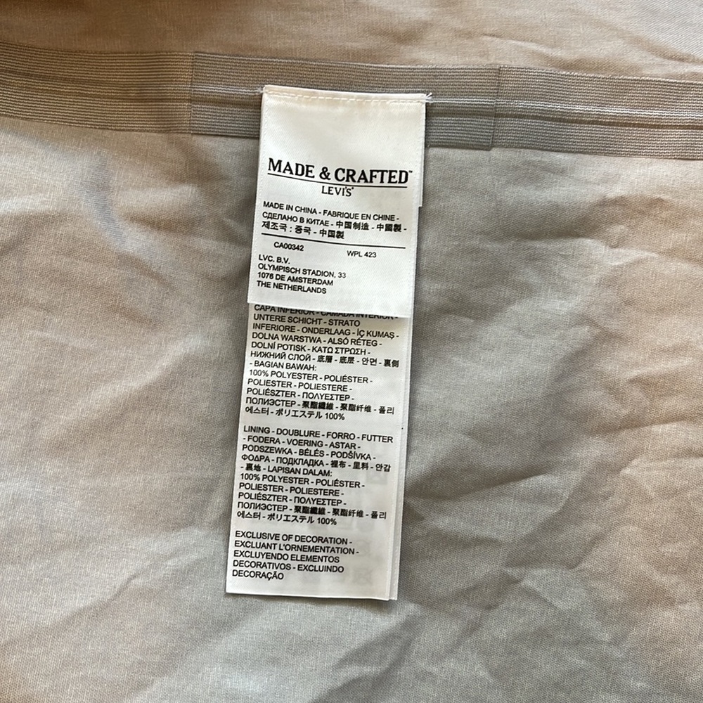 MADE & CRAFTED RARE Levi’s Rain Jacket size 0 - trim BOVINE LEATHER - GOOD C - Picture 12 of 17